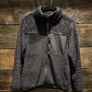 Columbia Charcoal Sherpa Fleece Jacket with Magenta Trim